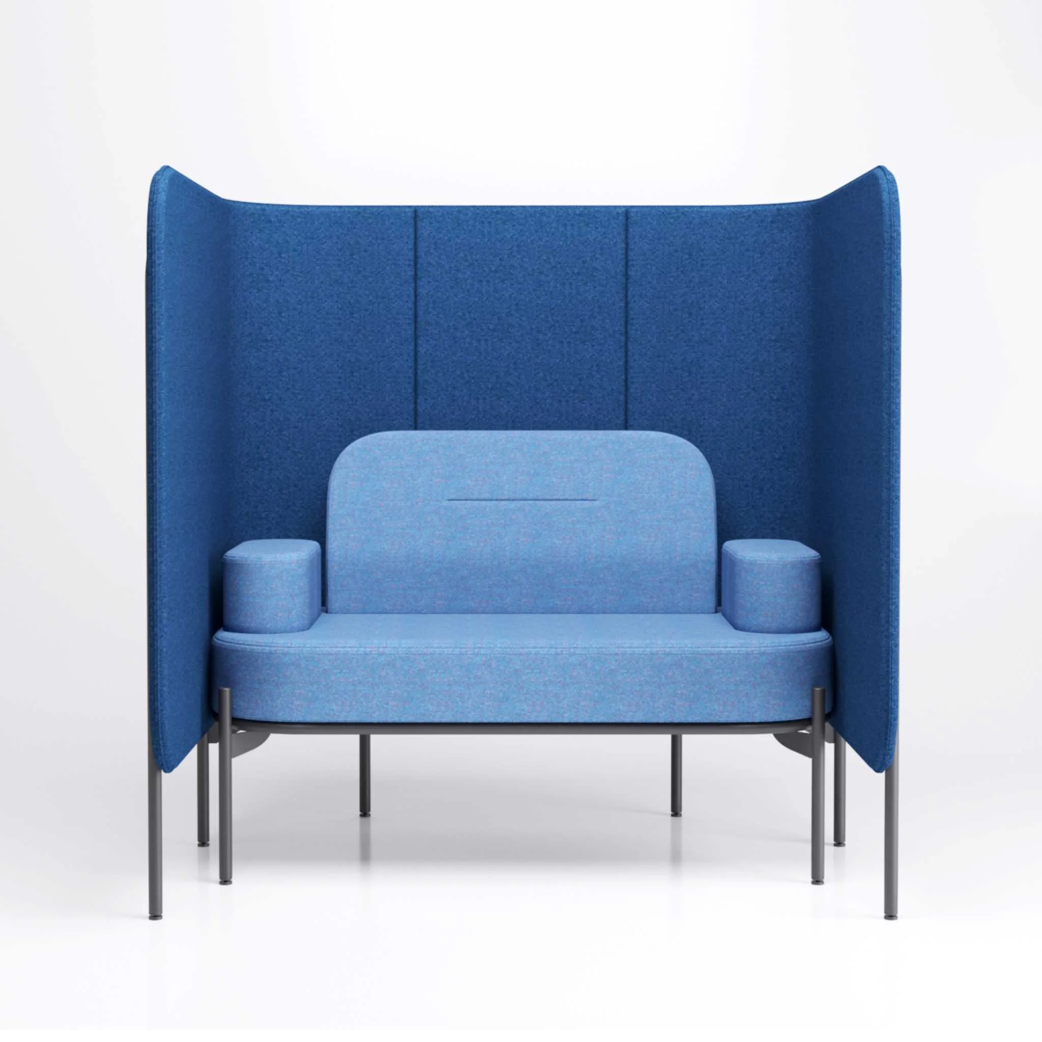 Sessel, Hoher Rücken, Sessel mit Seitentunneln, blau, Gehäuse aus Metall