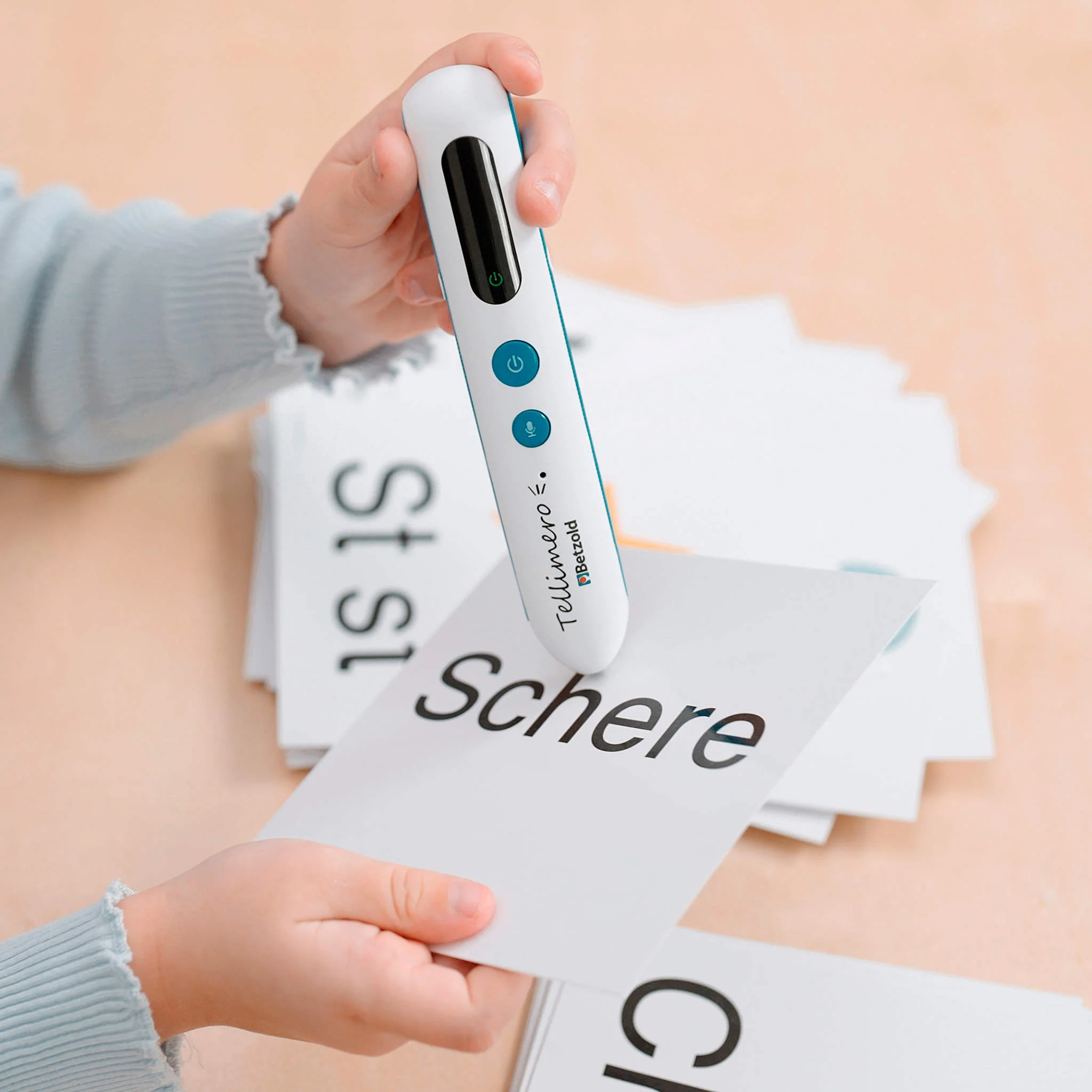Vorlesestift, Lernstift, Sprachwiedergabe, weiß-türkis, Audiofunktion