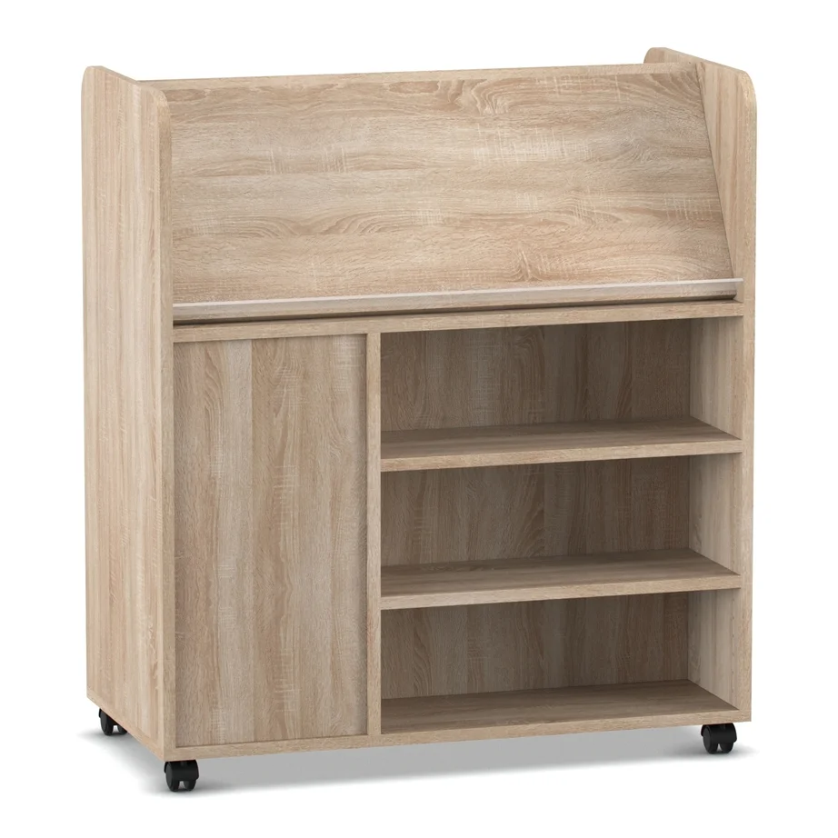Holzregal, Rollregal, Stauraum, Klappdeckel, Rollwagen