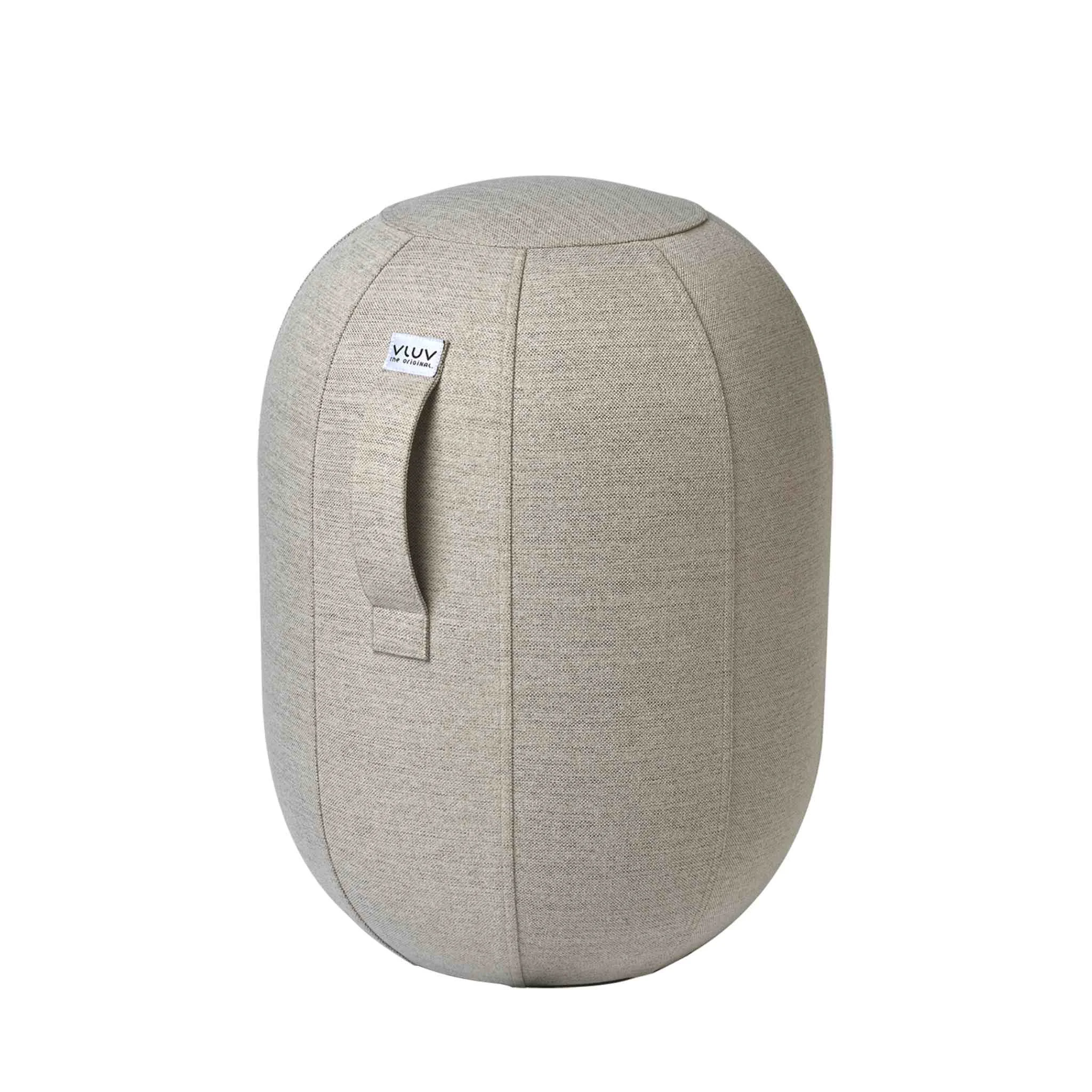 Sitzhocker, Stoffbezug, Beige, Ovale Form, Tragegriff