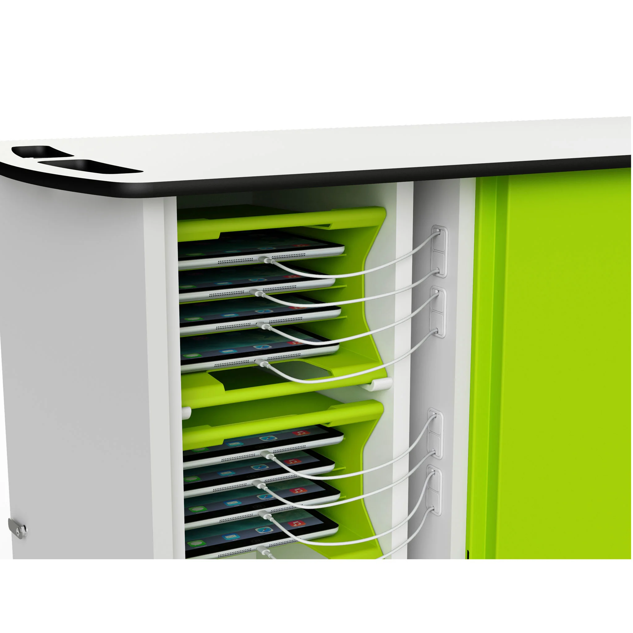 Tablet-Ladeablage, Lade-Station, Smartphone-Ladegerät, grüner Schrank, Kabel-Organizer