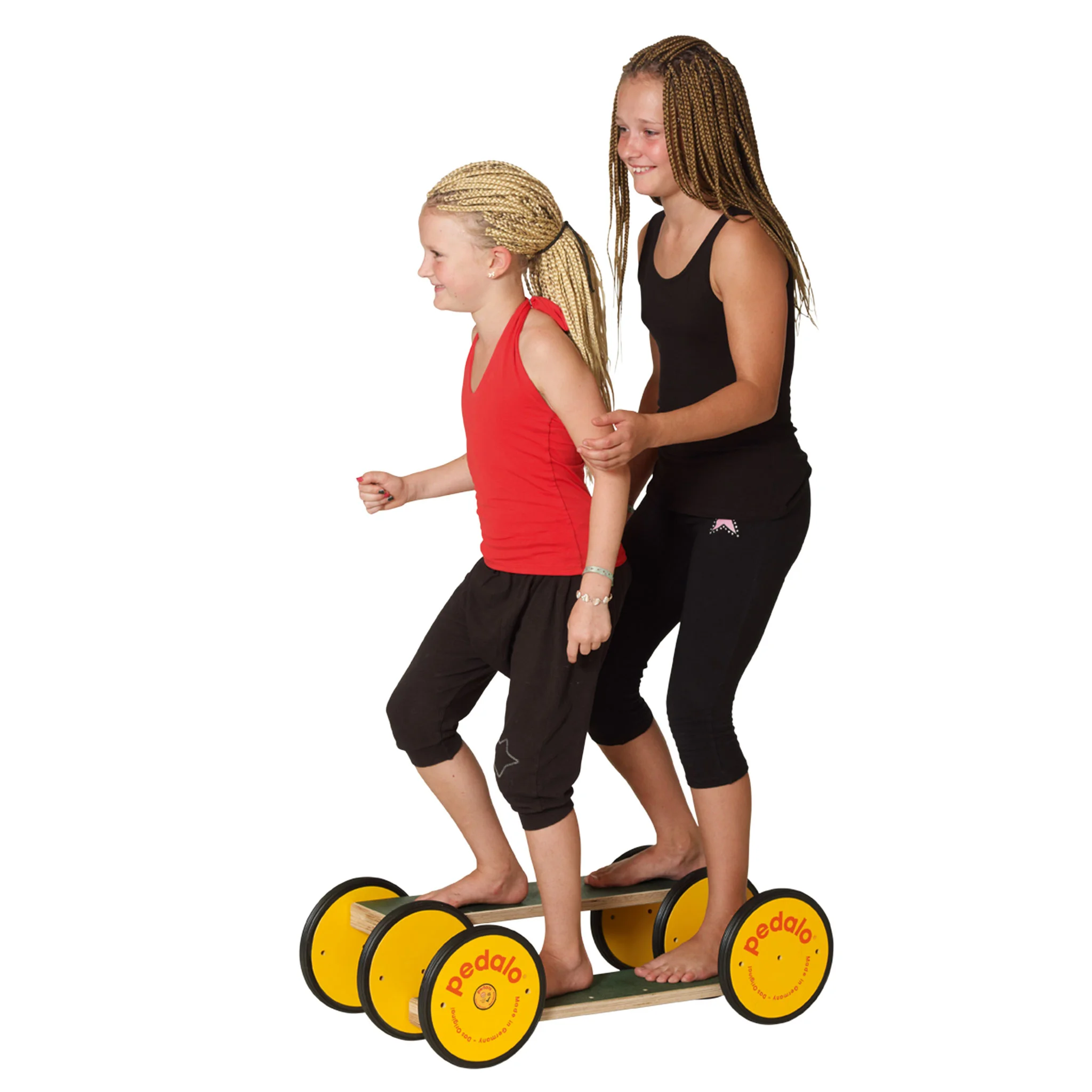 Kinder-Stand-Up-Board, Balanceboard, Holzboard, Gelb, Pedalo