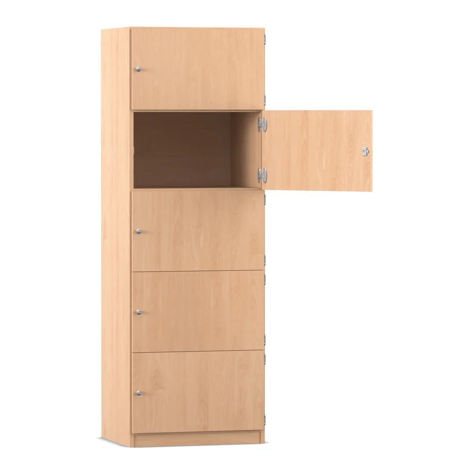 Schließfachschrank, 64,1 cm breit, mit 5 Fächern, Buche hell