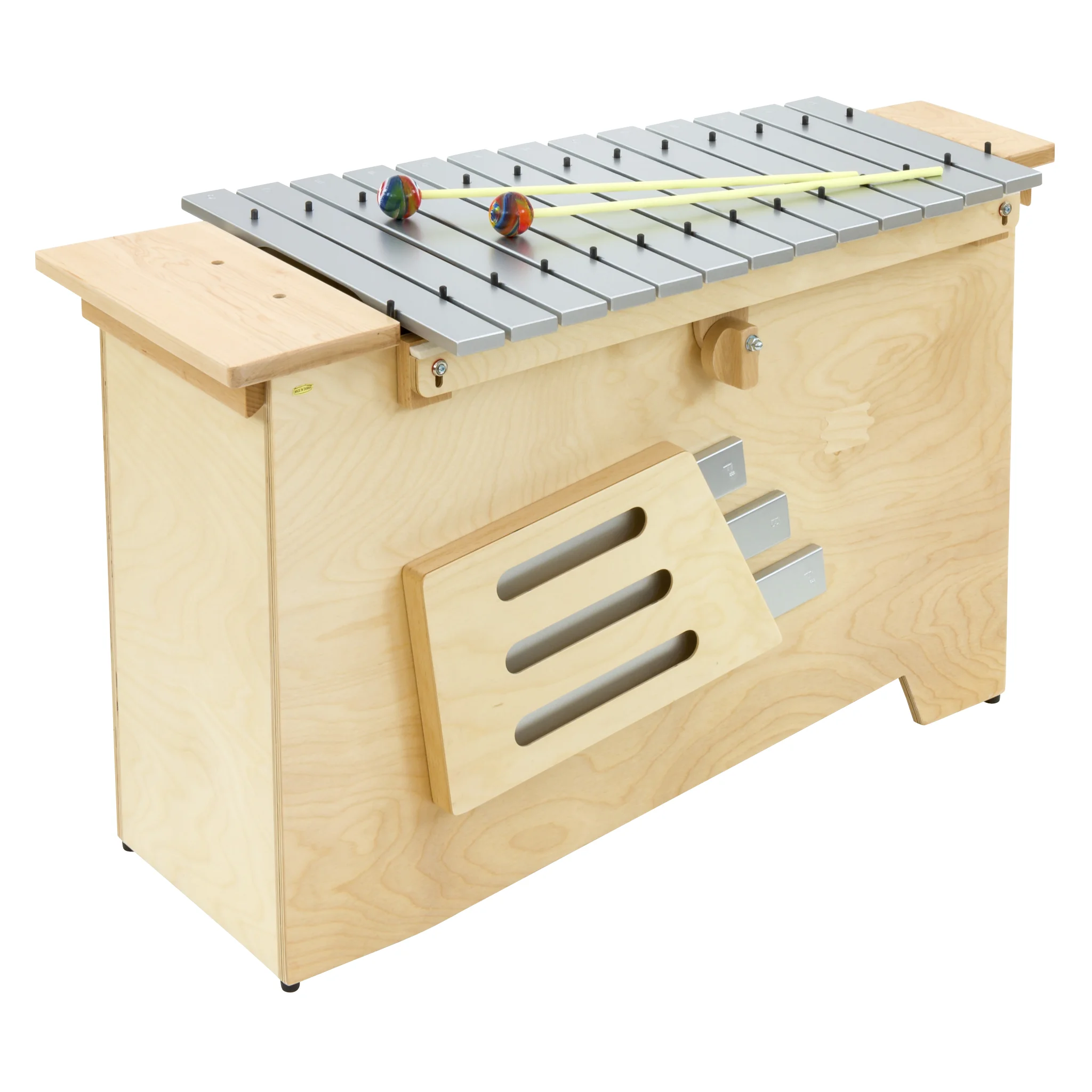 Schlagzeug, Xylophon, Holzkorpus, Metallplatten, Schlägel