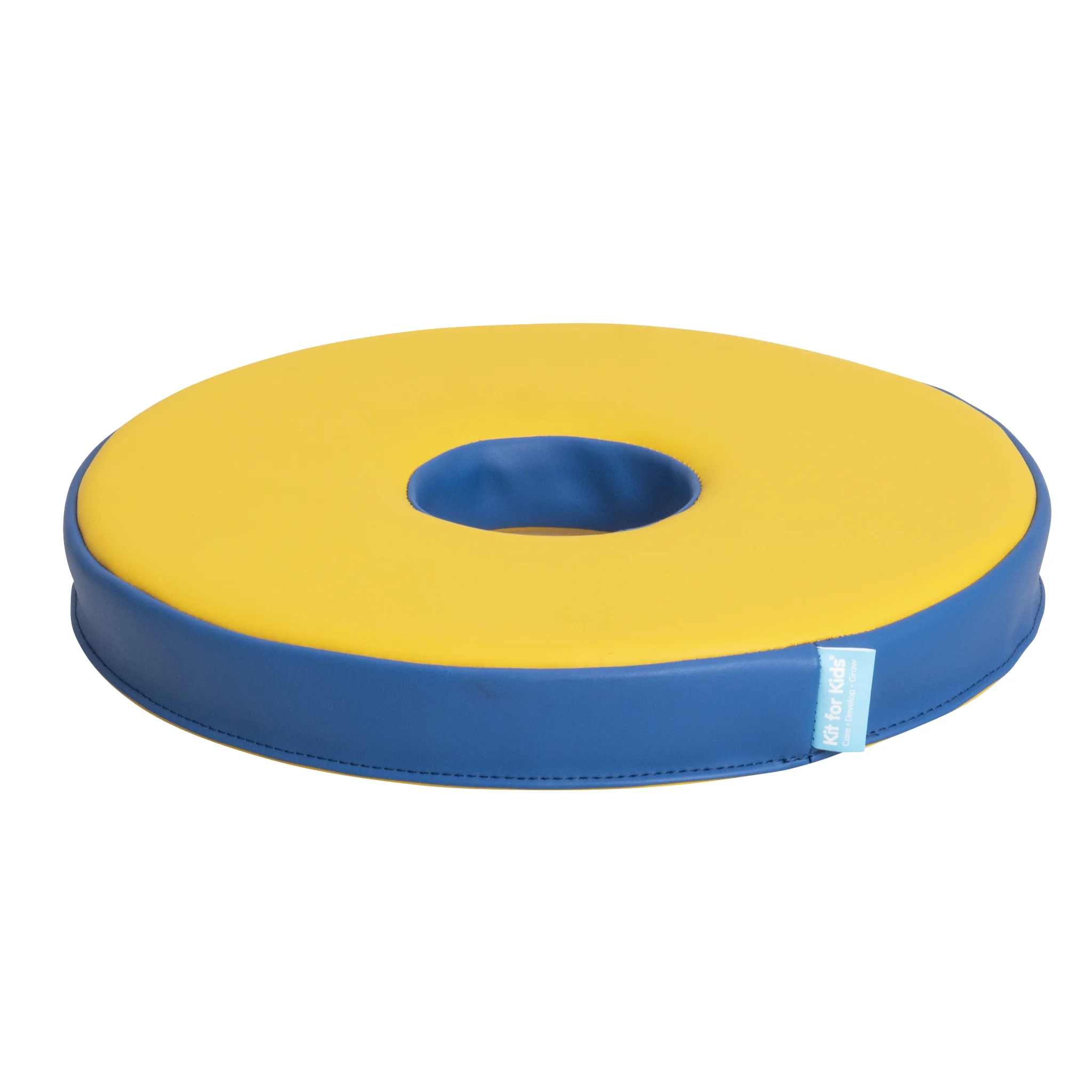kyno, noodle, inflatable, round cushion, yellow-blue