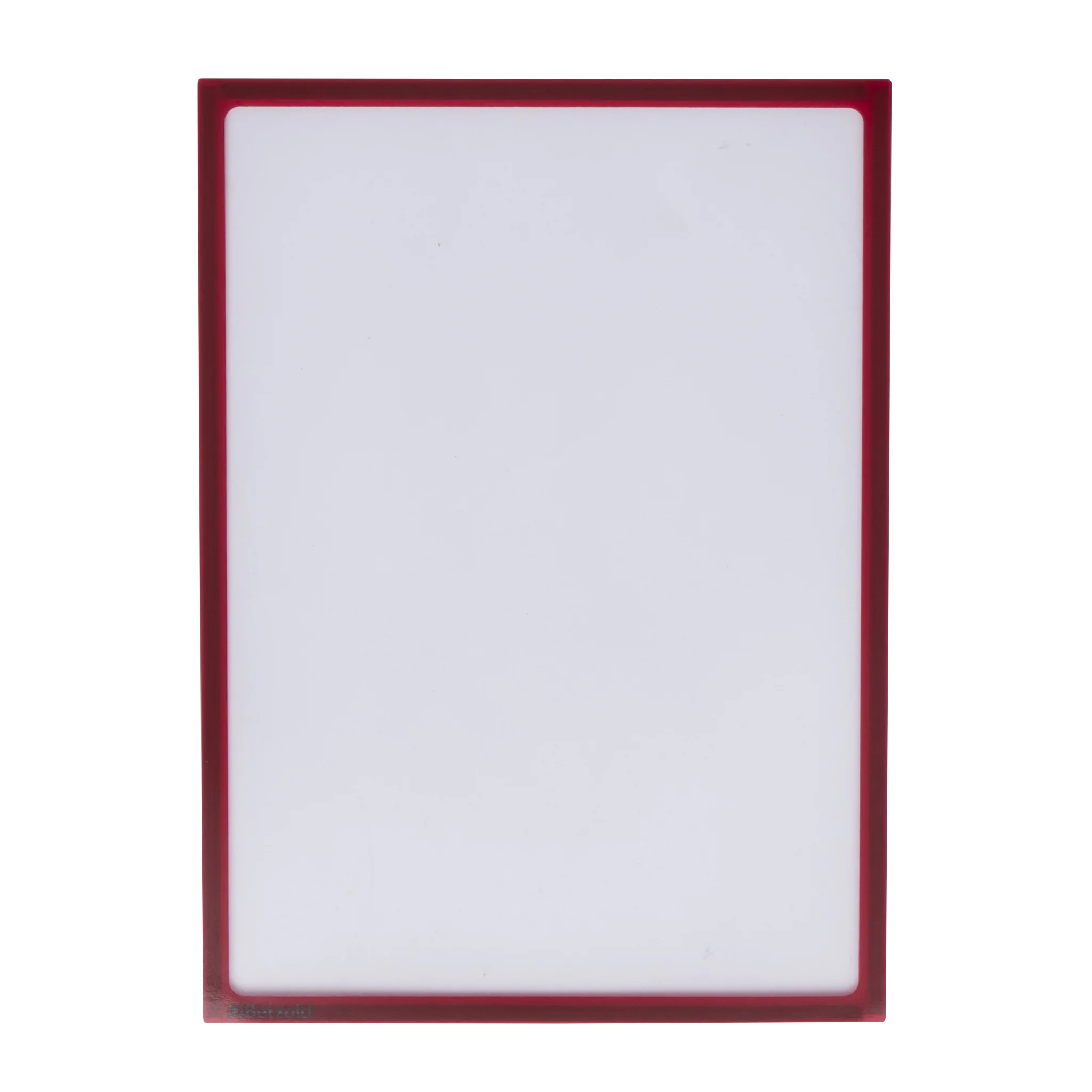 LED-Panel, A4 display, red frame, glossy surface, railing-free white board