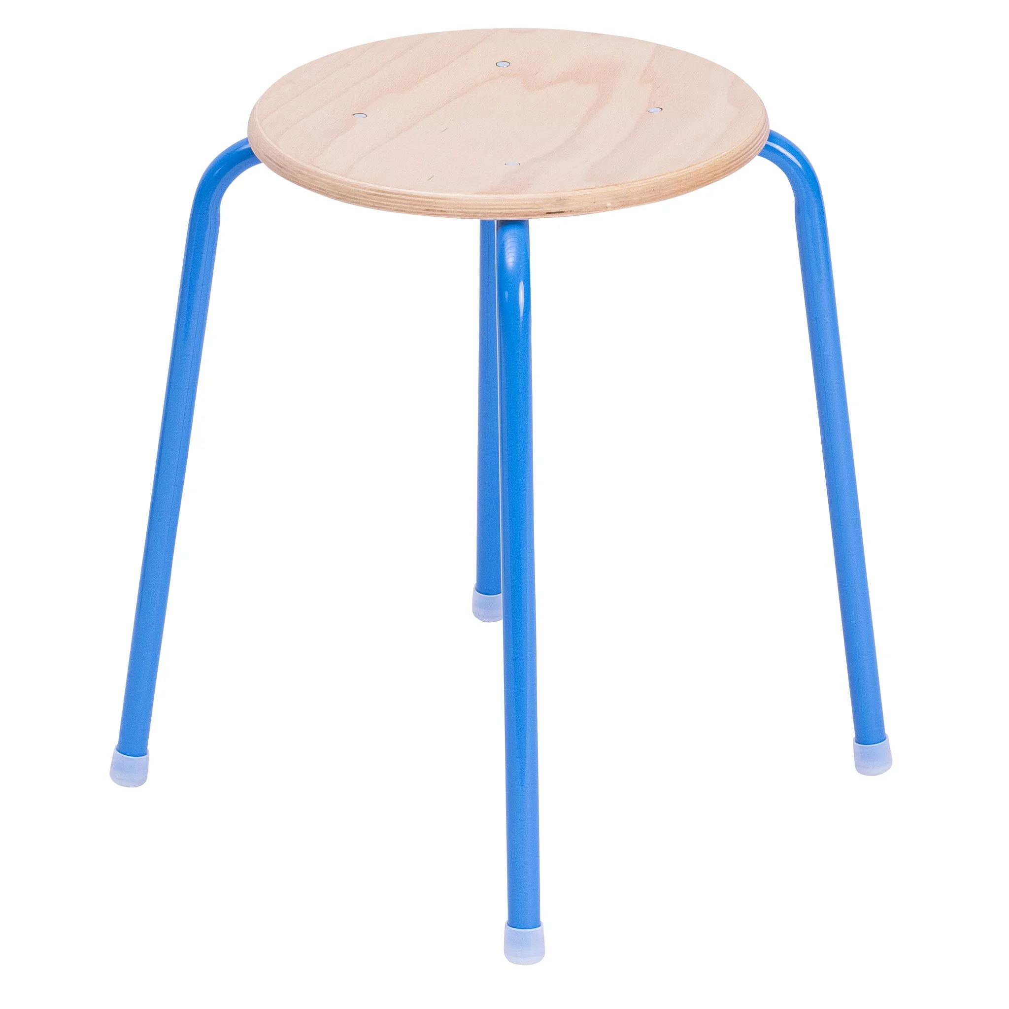 Stuhl, Hocker, Holzplatte, Blau, Metallbeine