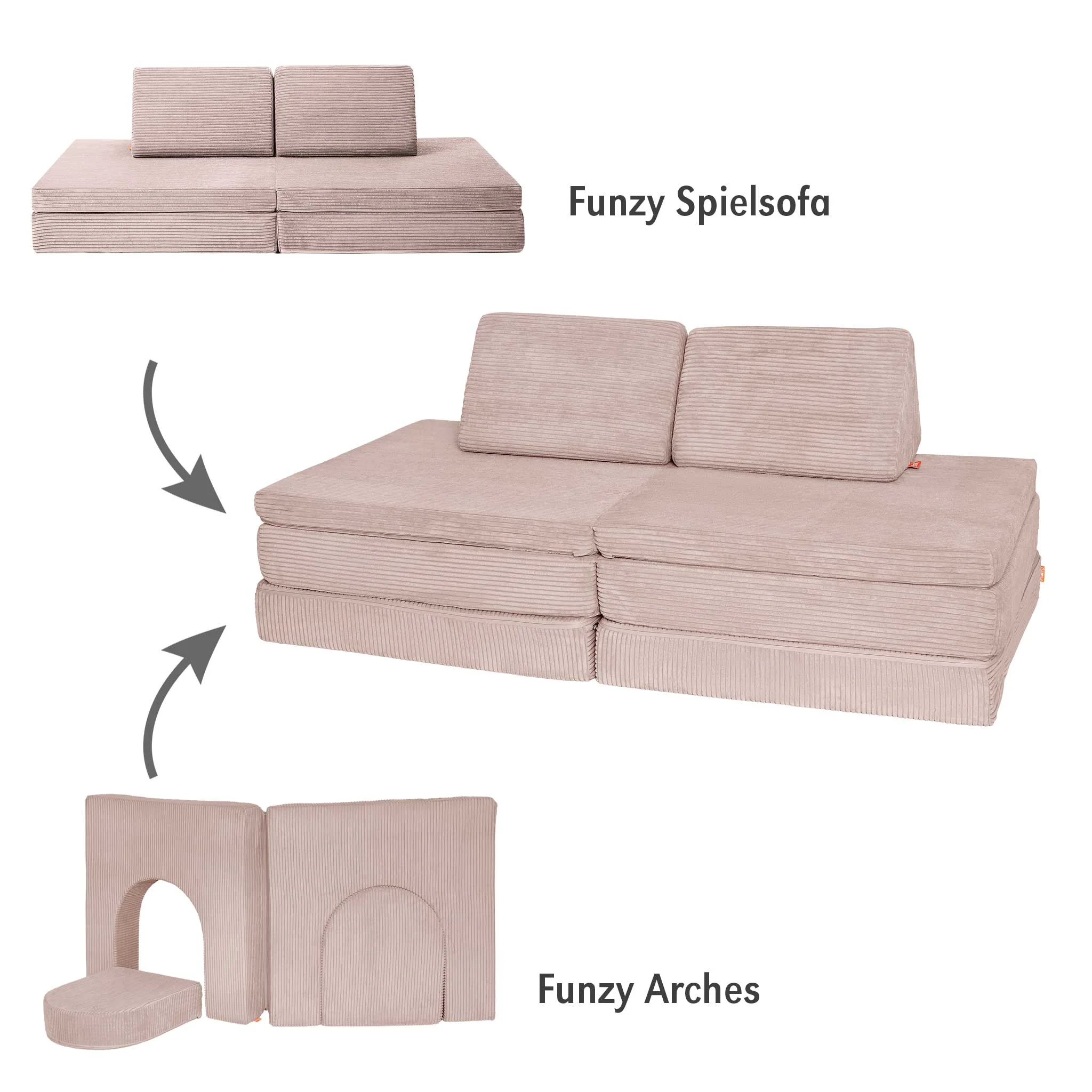 Sofa, Couch, Beige, Kordelstoff, Modulares