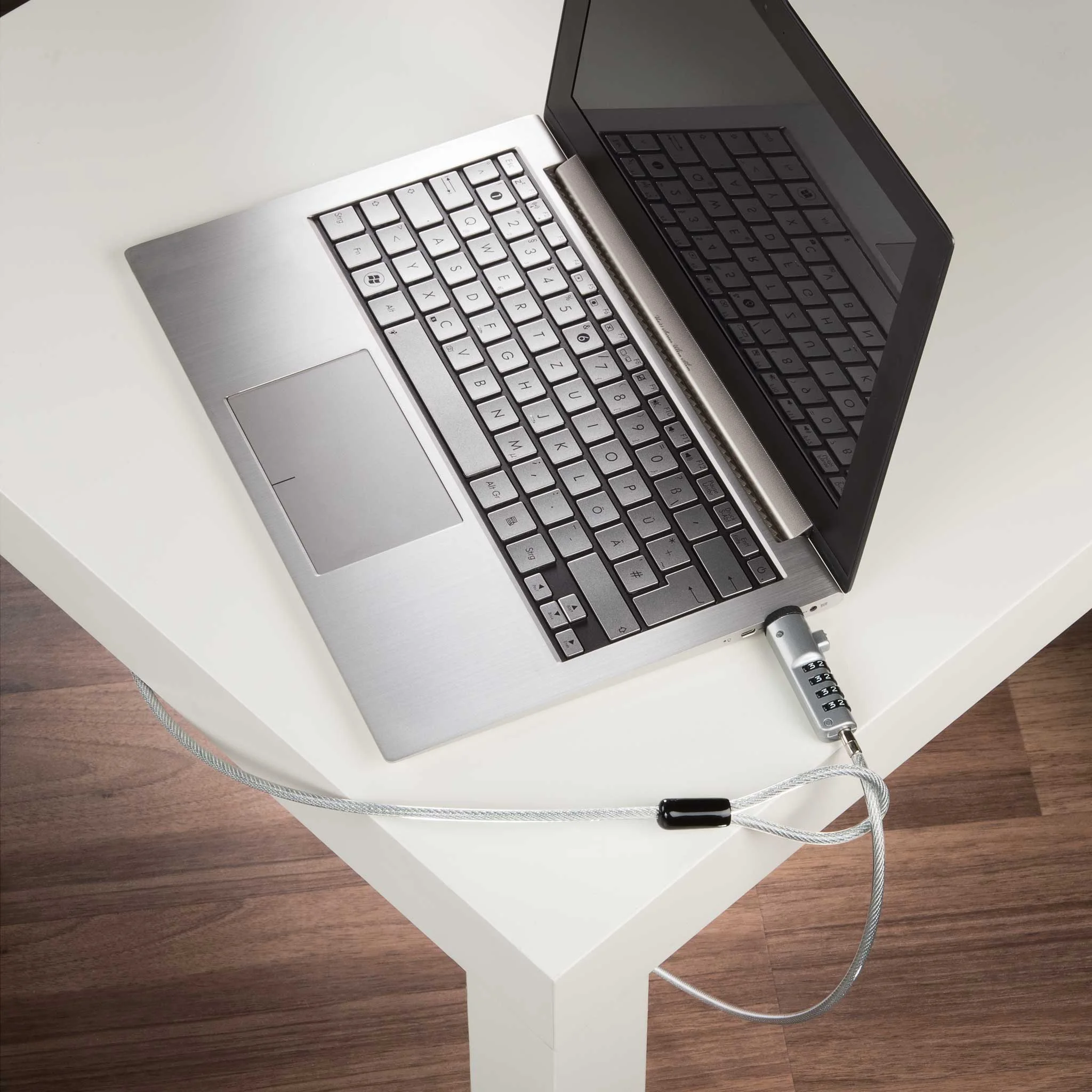 laptop, silber, Tastatur, Schloss, Schlosskette