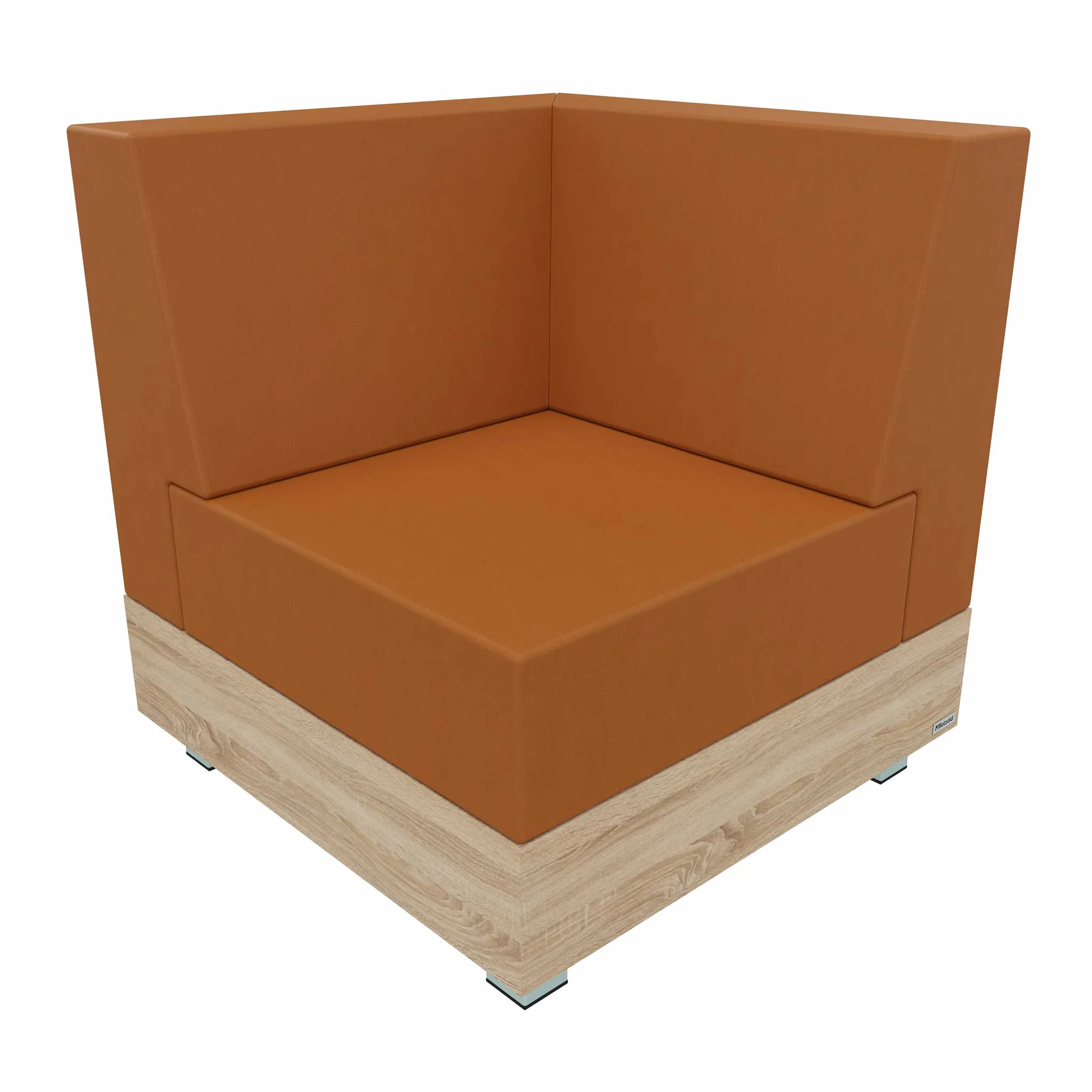 Ecksitze, orange Bezugsstoff, gepolsterte Stuhl, Holzbase, modulare Couch