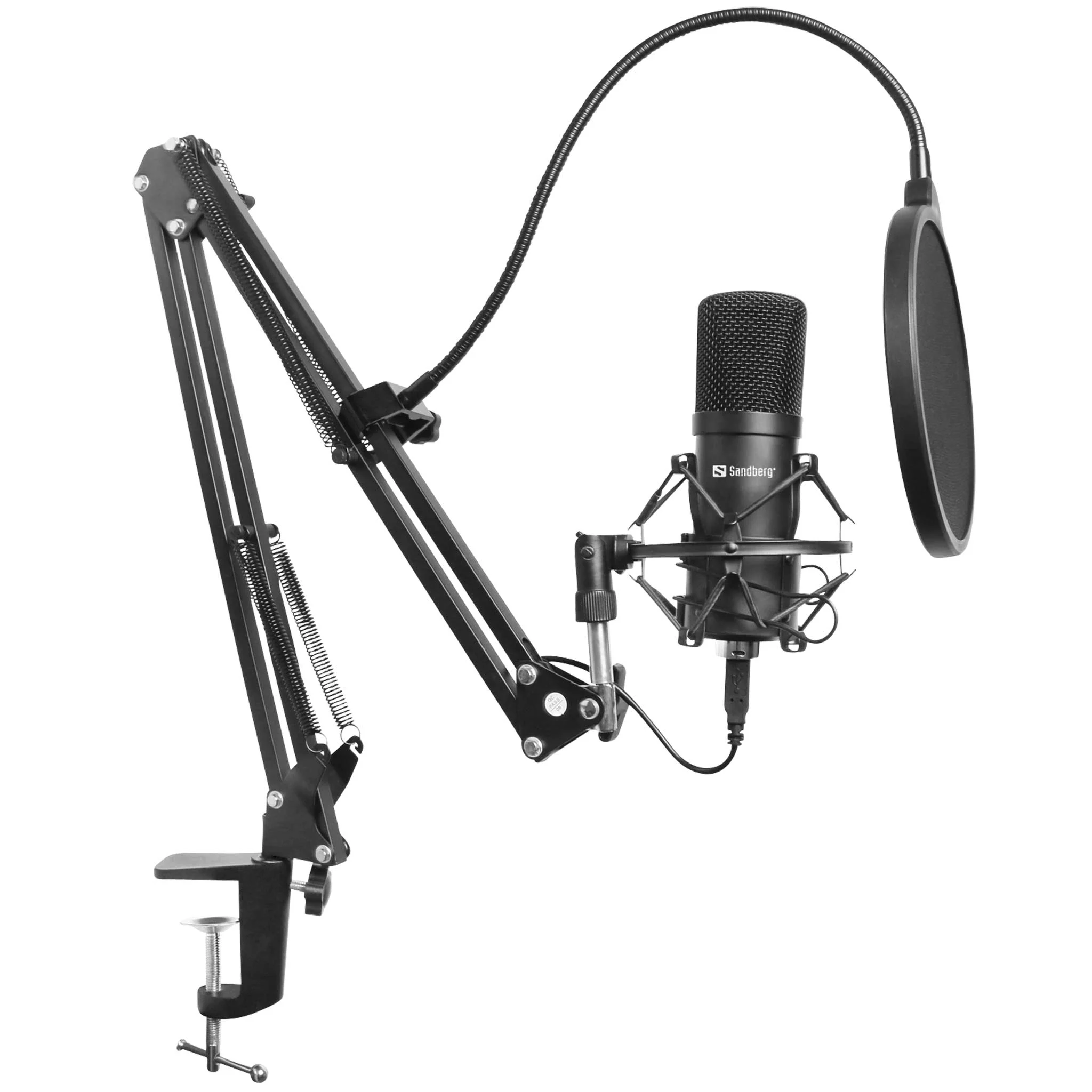 Kondensator-Mikrofon, Schreibtischmikrofon, Vox-Setup, Stativarm, Pop-Schutz
