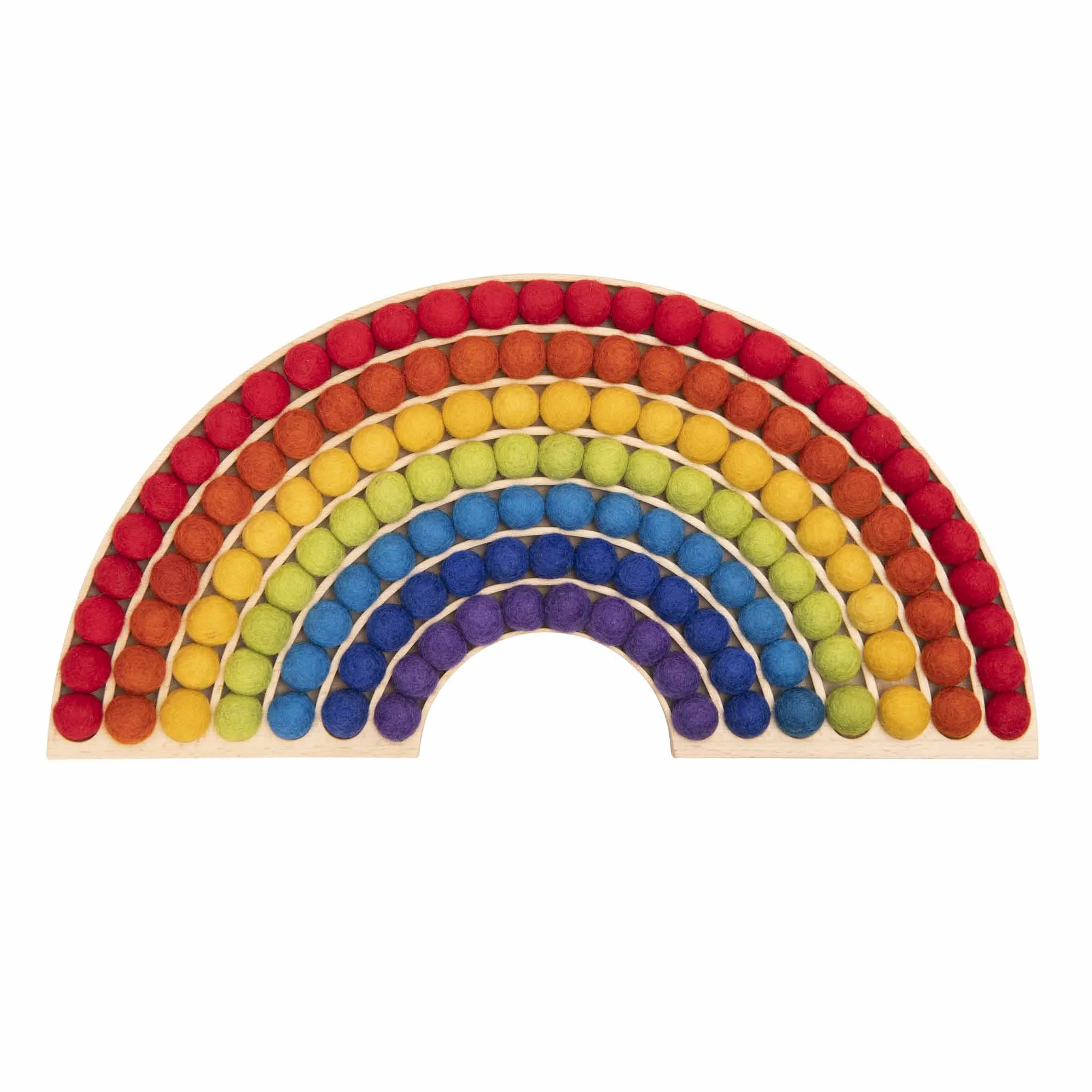 (Regenbogen) Rainbow, Bogenform Rainbow, Filzkugeln, Holzgrundlage, Bildungsspielzeug