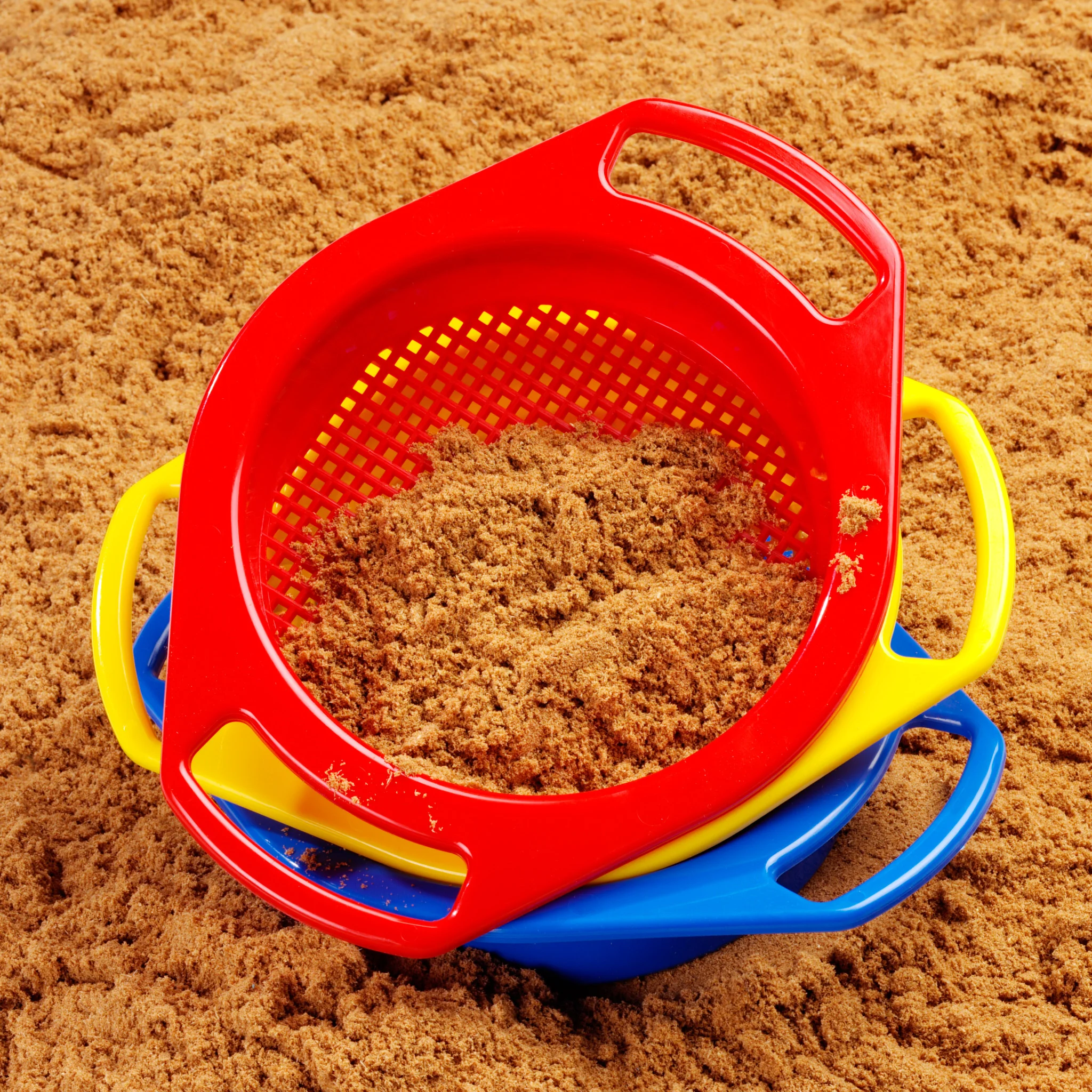 Sandkasten, Kinder- Spielzeug, Eimer, Schaufel, Sieb