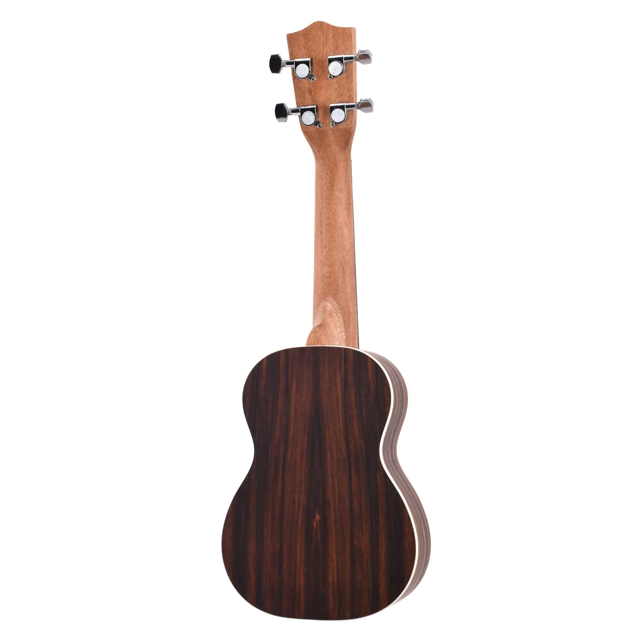 Ukulele, Hollow body, Wood grain, Brown, Back view