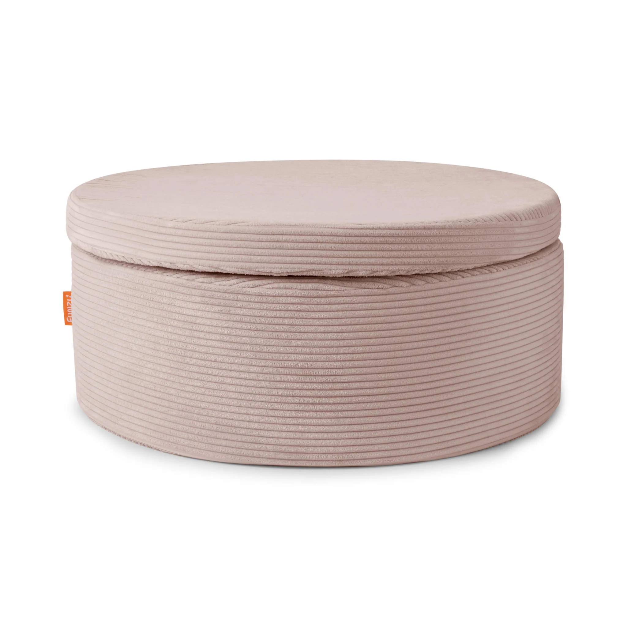 hocker, runder pouf, staubfreier minky, rosa velvet, runde sitsack