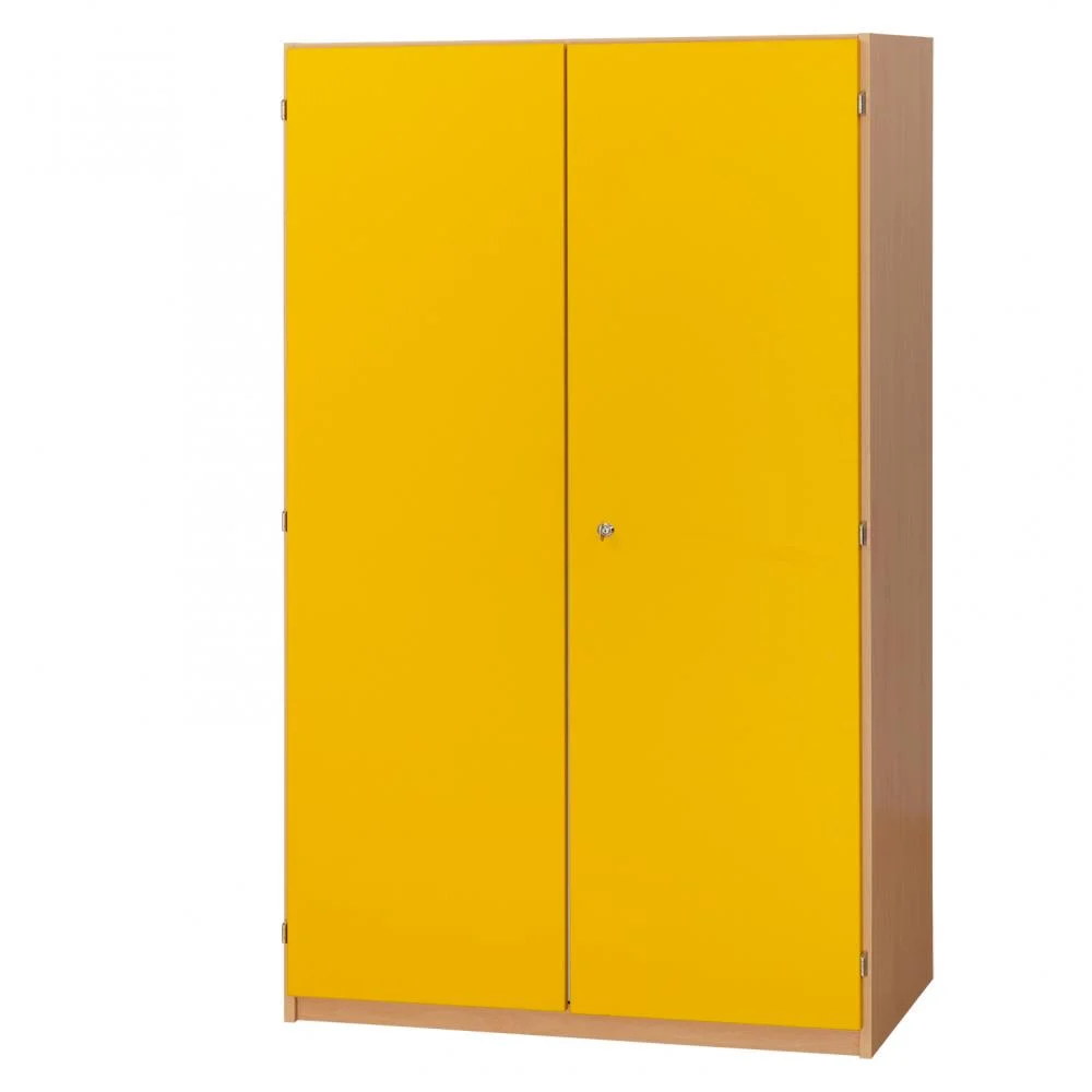 Schrank, Garderobenschrank, Gelb, Zweitreck, Metallgriff, Holzoptik, Korpusholz