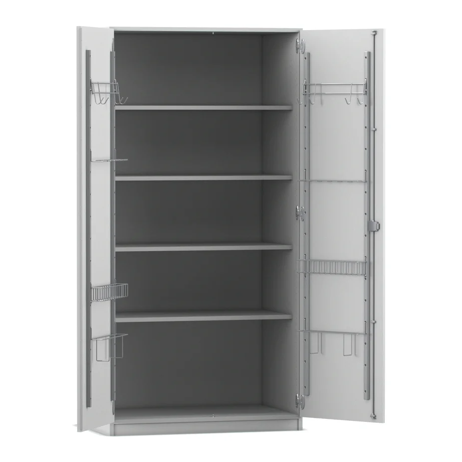 Schrank, Aufbewahrung, Metall, Regale, Schiebetür