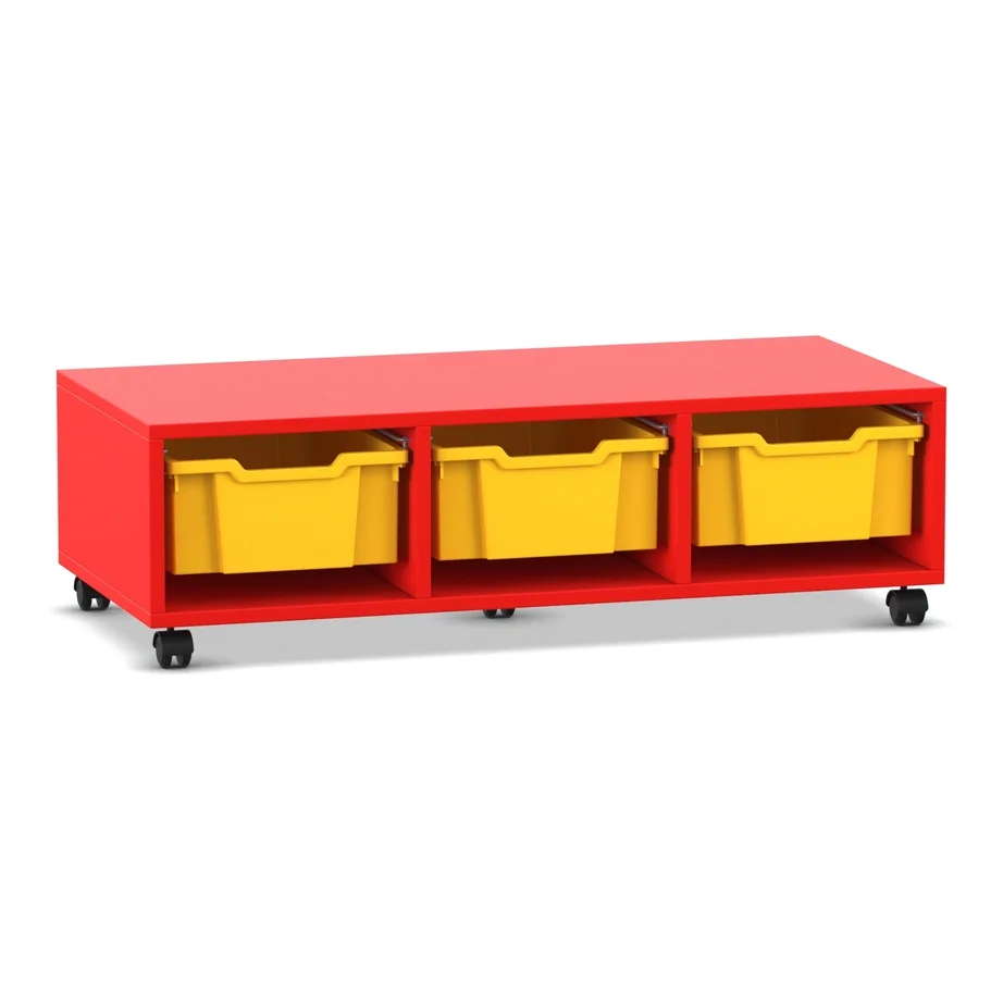 rega red storage, mobile storage, yellow bins, three-bin unit, under-n shelf