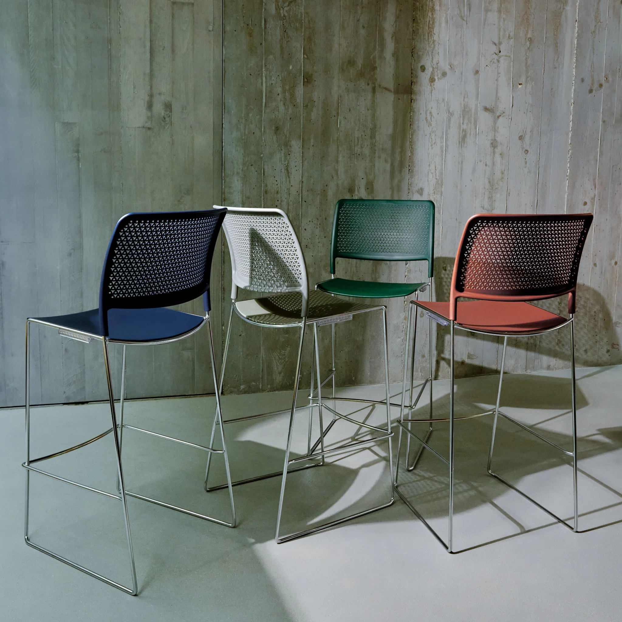 Stuhl, Barhocker, Metall, Perforiert, Verschiedene Farben