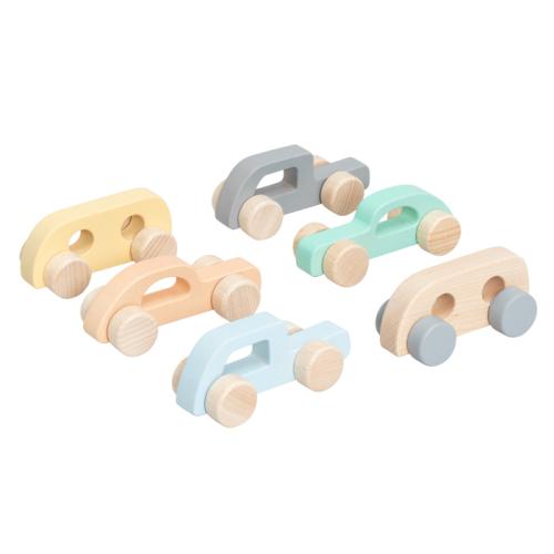 Holz Schiebeautos, 6er-Set 