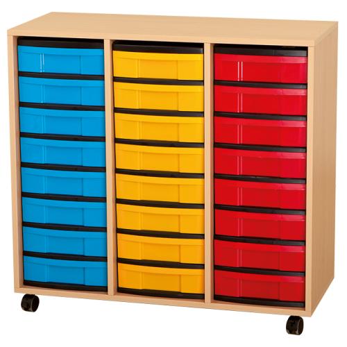 Materialschrank mit flachen Boxen 