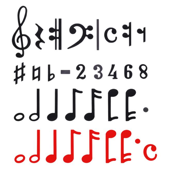 Haft-Notensatz in Schwarz und Rot 