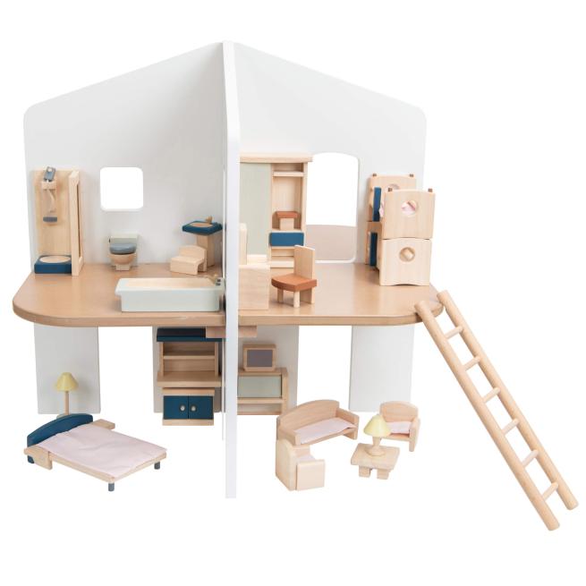 Puppenhaus 2-stöckig möbliert