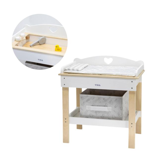 Puppen-Wickeltisch mit Badewanne 