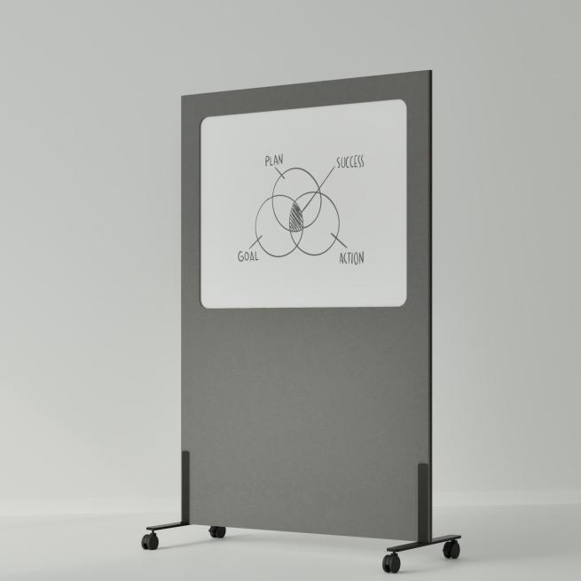 Mobiles Akustik-Whiteboard Silva Dunkelgrau