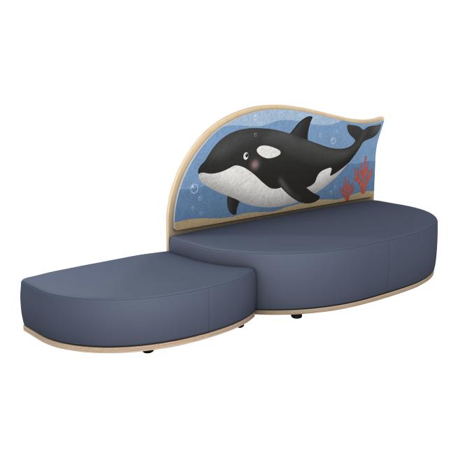 Akustiksofa Ozean mit Anstellhocker links