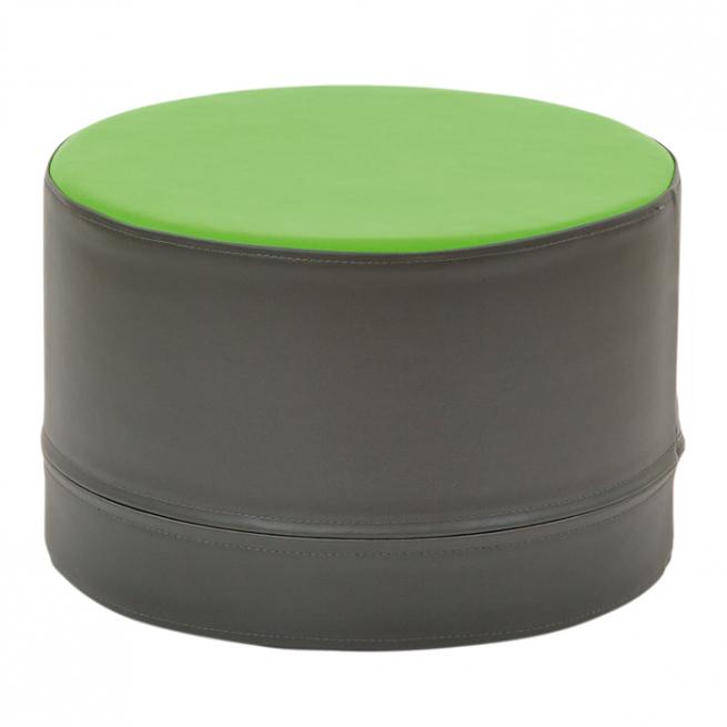 Polsterhocker Mini dunkelgrau Säule dunkelgrau / Sitzfläche grün