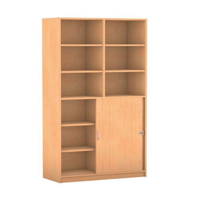 Schiebetüren-Schrank mit Mittelwand, 190 x 126,4 cm, unten Halbtüren und oben Regal 