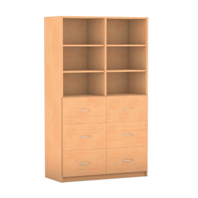 Regale mit Holzschubladen - Breite: 126,4 cm 