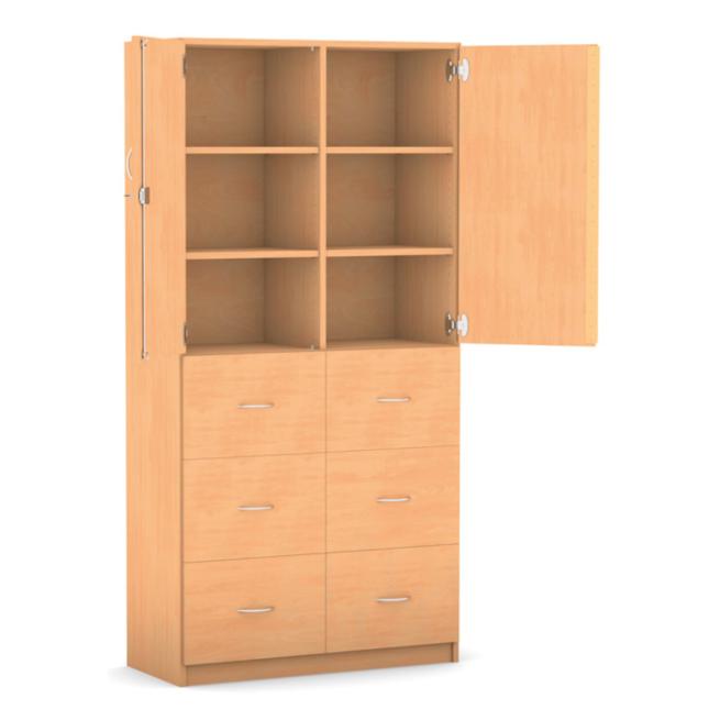 Schränke mit Holzschubladen - Breite: 126,4 cm 