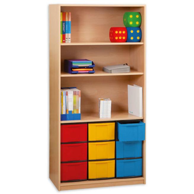 Klassenregal, 190 x 94,4 cm - mit 9 hohen Boxen 
