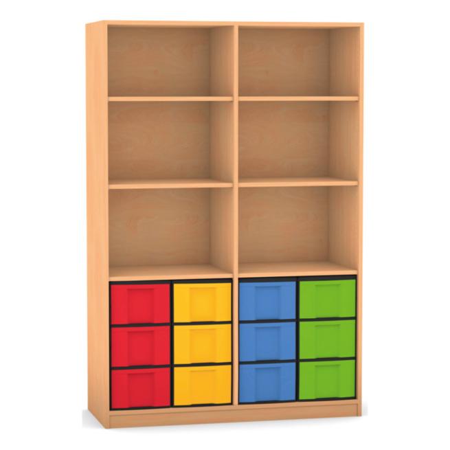 Klassenregal mit 12 hohen Boxen 