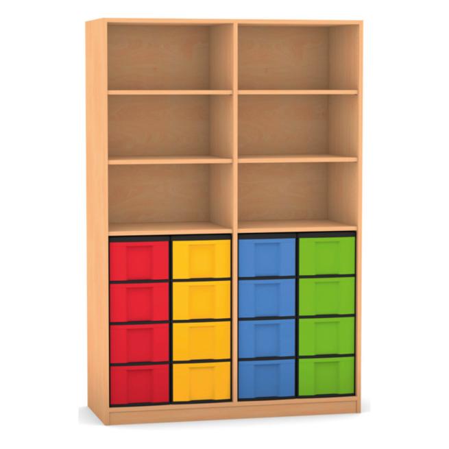 Klassenregal mit 16 hohen Boxen 