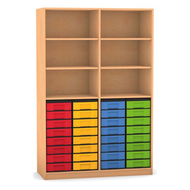 Klassenregal mit 32 flachen Boxen 