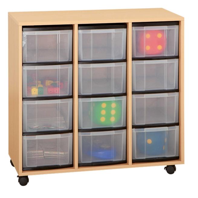 Materialschrank - 3 Reihen, 12 hohe Boxen 