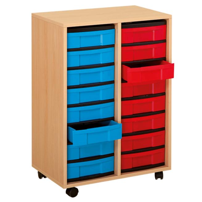 Materialschrank - 16 flache Boxen 