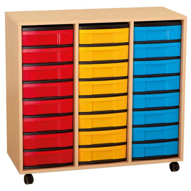 Materialschrank mit flachen Boxen 