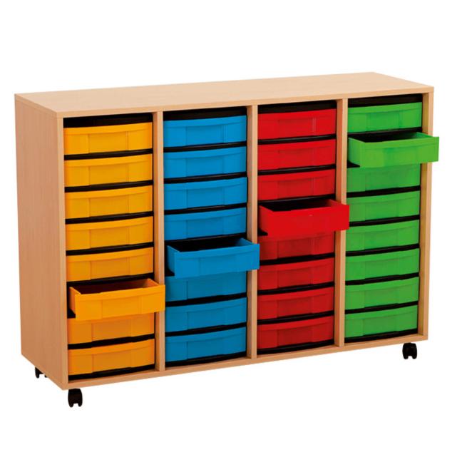 Materialschrank mit 32 flachen Boxen 