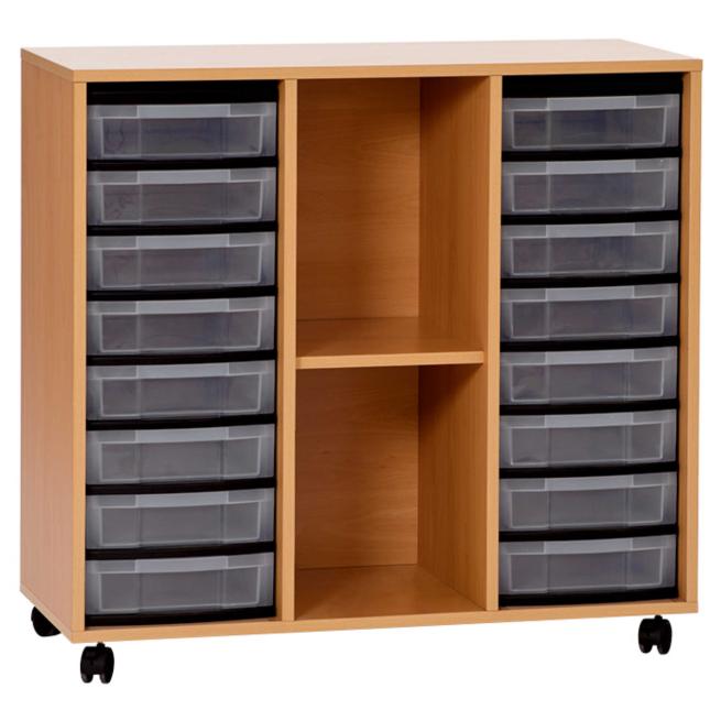 Klassenzimmerregal, 92,3 x 98,6 x 40,8 cm, mit 16 Boxen und 2 Fächern 