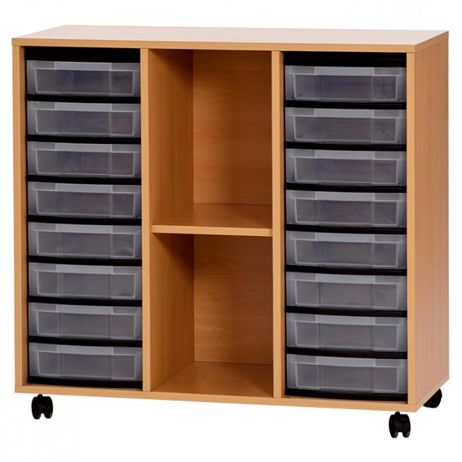 Klassenzimmerregal, 92,3 x 98,6 x 40,8 cm, mit 16 Boxen und 2 Fächern 