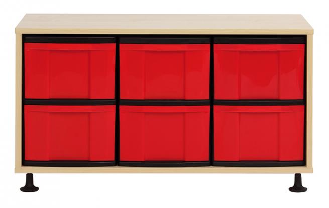 Flexeo Materialschrank, 53 x 94,8 x 40,8 cm, mit 6 Boxen 