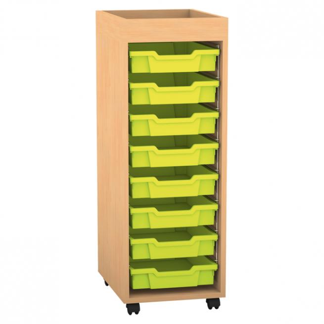 Regale PRO mit Aufkantung 1 Reihe, 8 flache Boxen