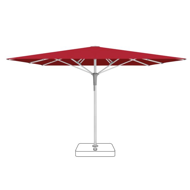 Sonnenschirm FORTELLO® Pro 400 x 400 cm mit Sockel Rubino
