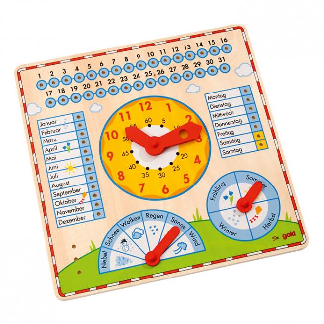 Kalendertafel mit Uhr 