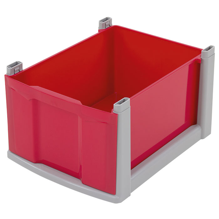 Flexeo Rahmensystem – Hohe Box, einzeln, mit grauem Rahmen Rot