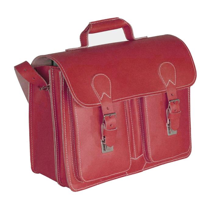 Lehrer-Büchertasche, Leder - rot 